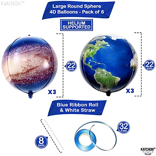 Globe Balloons and Galaxy Balloons 22 Inch, Pack of 6