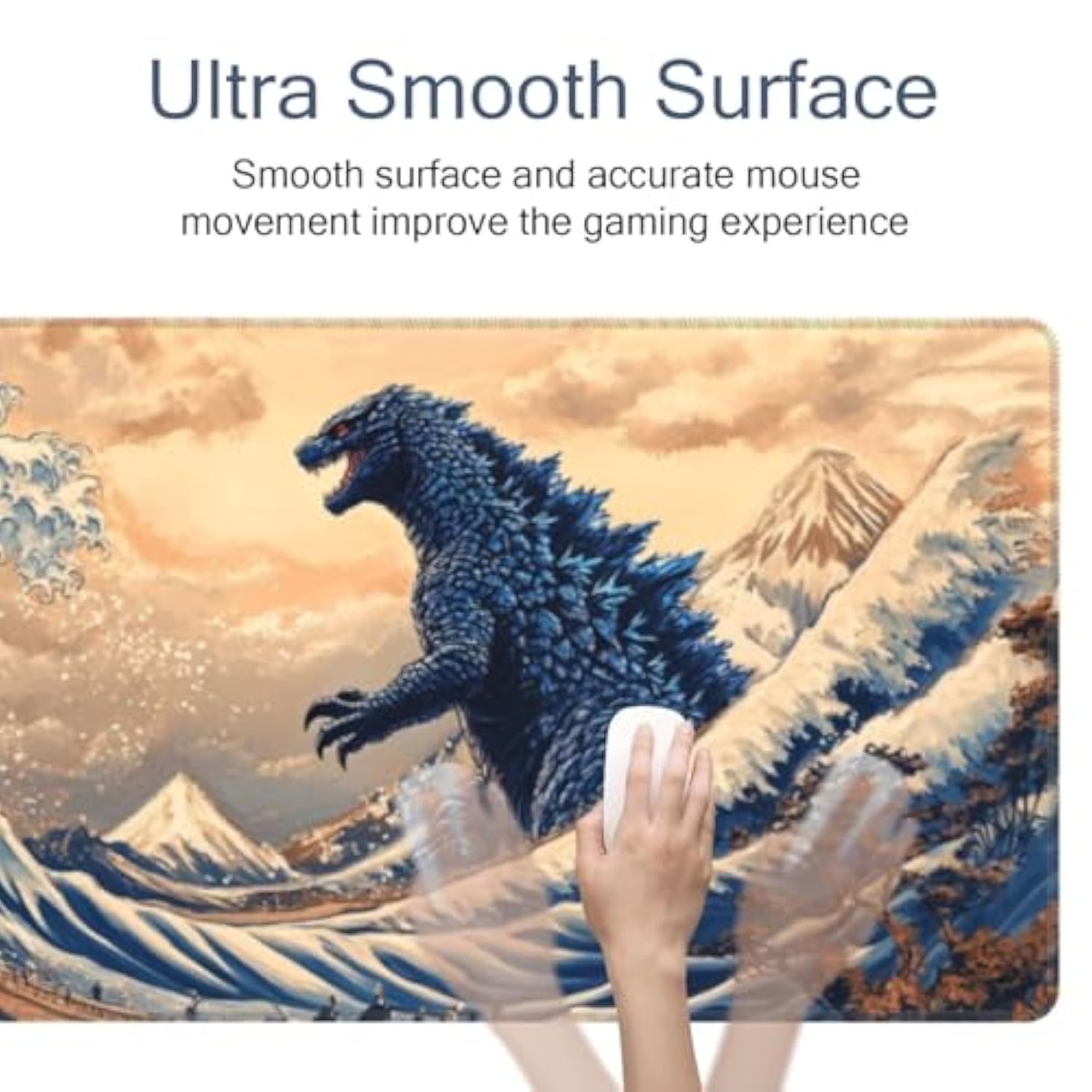 Japanese Sea Wave Large Mouse Pad Gaming Mouse Pad Xxl Art Large Mouse Pad Keyboard Mat Desk Mat Non-Slip Rubber Base