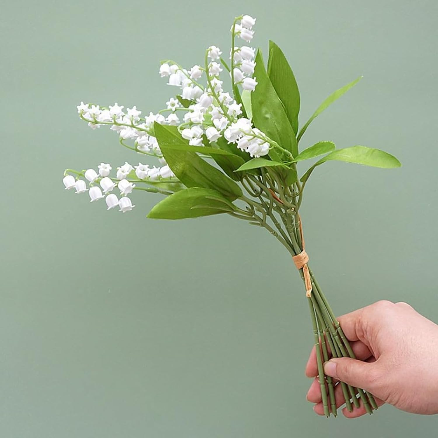 24Pcs Lily Of The Valley Plastic Flower, Artificial White Bell Orchids,Artificial Flowers Bridal Wedding Bouquet For Home Garden Party Wedding Decoration (White)
