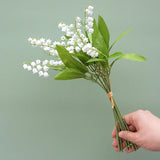 24Pcs Lily Of The Valley Plastic Flower, Artificial White Bell Orchids,Artificial Flowers Bridal Wedding Bouquet For Home Garden Party Wedding Decoration (White)