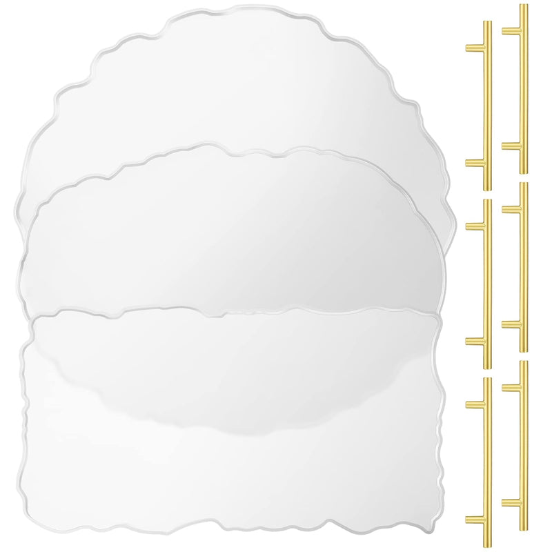 3Pcs Resin Tray Molds And 6Pcs Gold Handles Silicone Irregular Casting Agate Epoxy Molds For Diy Crafts Making Faux Agate Tray Serving Board Home Decor