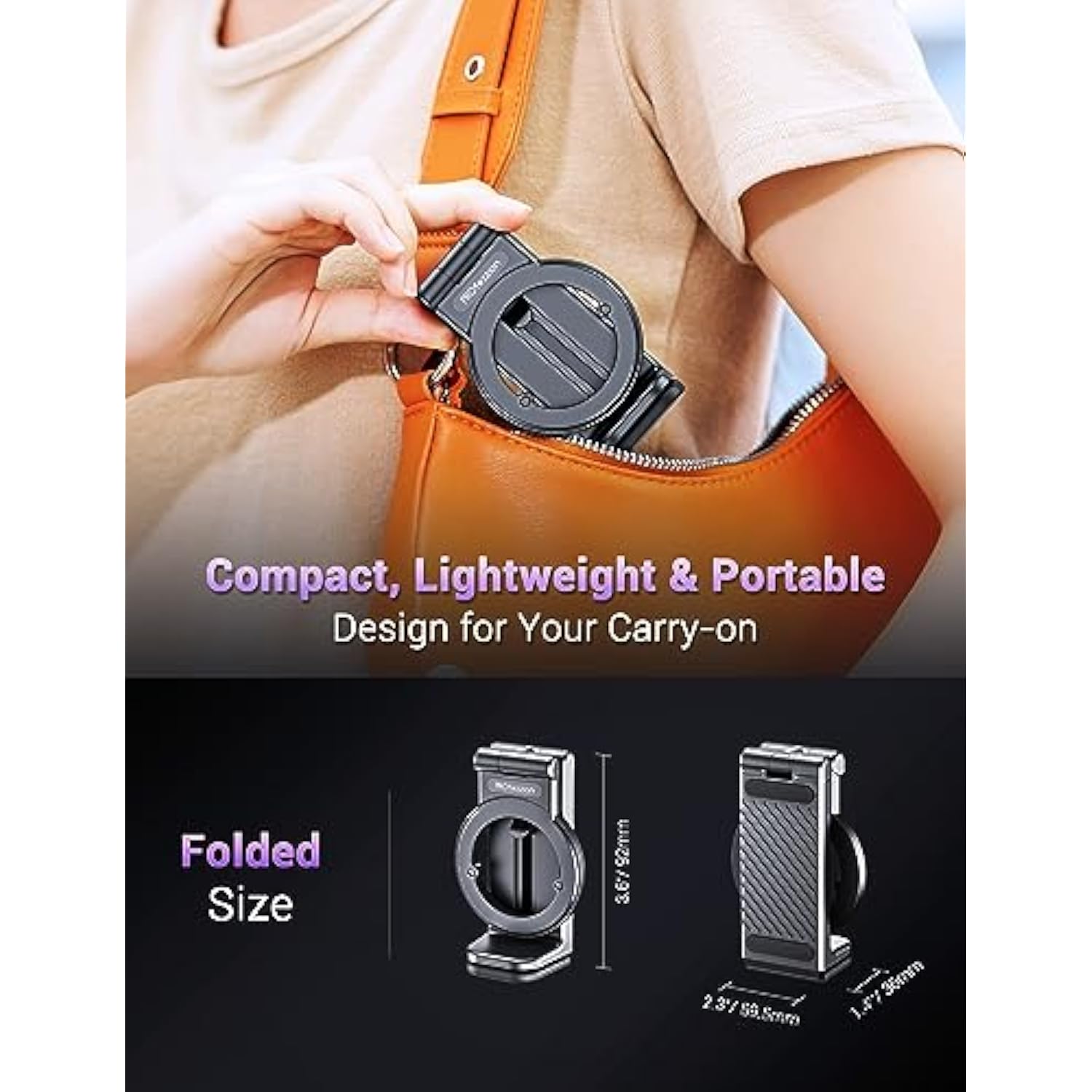 Magnetic Airplane Phone Holder For Magsafe, 16, 15, 14, 13, 12 & All Phones, Handsfree Phone Mount For Seat Tray Table, Pocket Size Travel Essentials Must Have Accessories For Flying