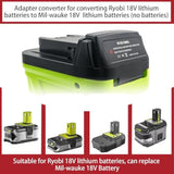 Adapter For Ryobi 18V Battery, Convert To Replace For Milwaukee M18 18V Lithium Battery For Milwaukee M18 18V Power Tools(Ryb18Ml Adapter Not Battery)