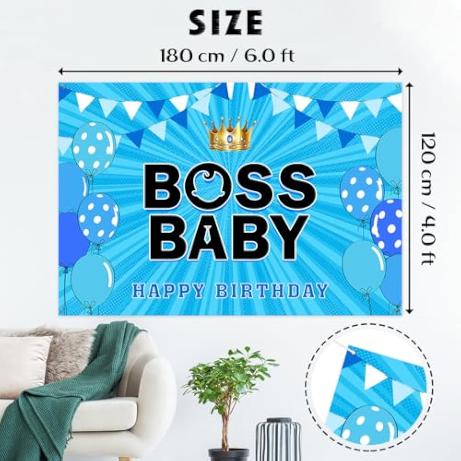 6×4 ft Boss Boy Backdrop for Baby Shower, Gender Reveal & 1st Birthday Photos