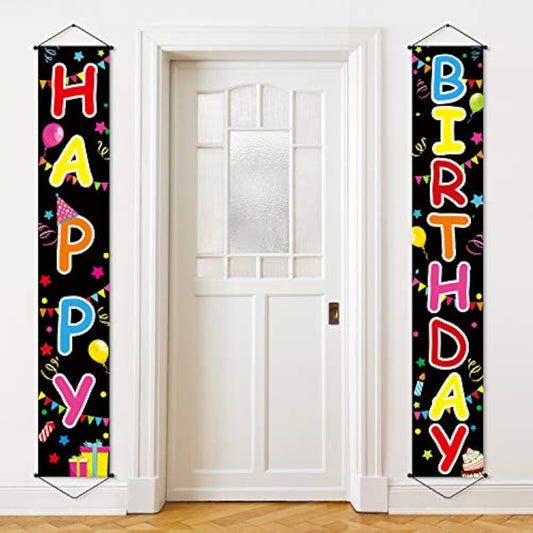 Happy Birthday Sign Colorful Happy Birthday Door Banner Porch Sign Hanging Party Decorations Indoor Outdoor Wall Decor