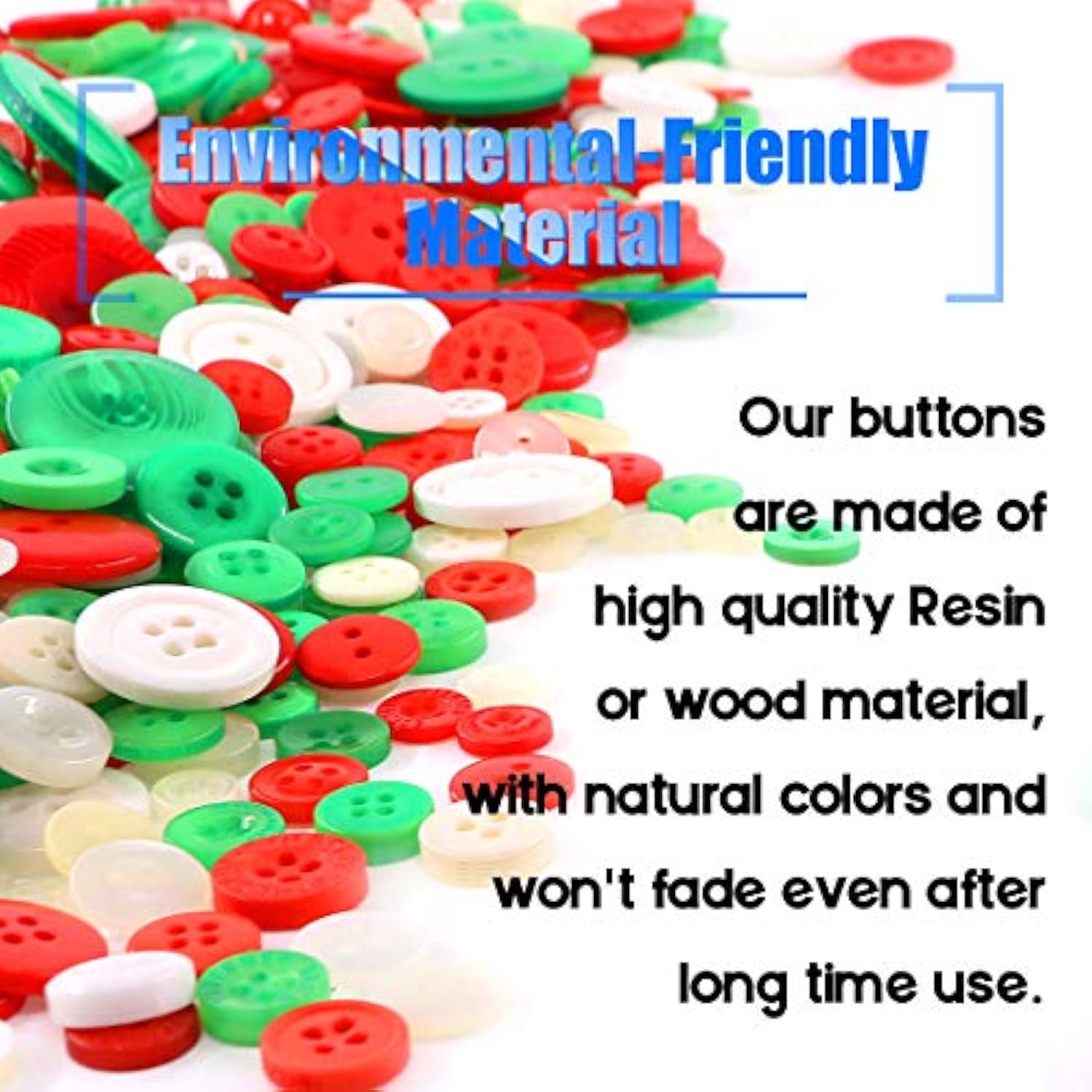 1000-Pieces Christmas Buttons 2 Holes And 4 Holes White Round Craft Re