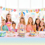 4 Pack Pastel Rainbow Tablecloths, 51X87'' Plastic Disposable Rectangle Pastel Table Cover For Girls Rainbow Birthday Party Decorations Baby Shower Party Supplies