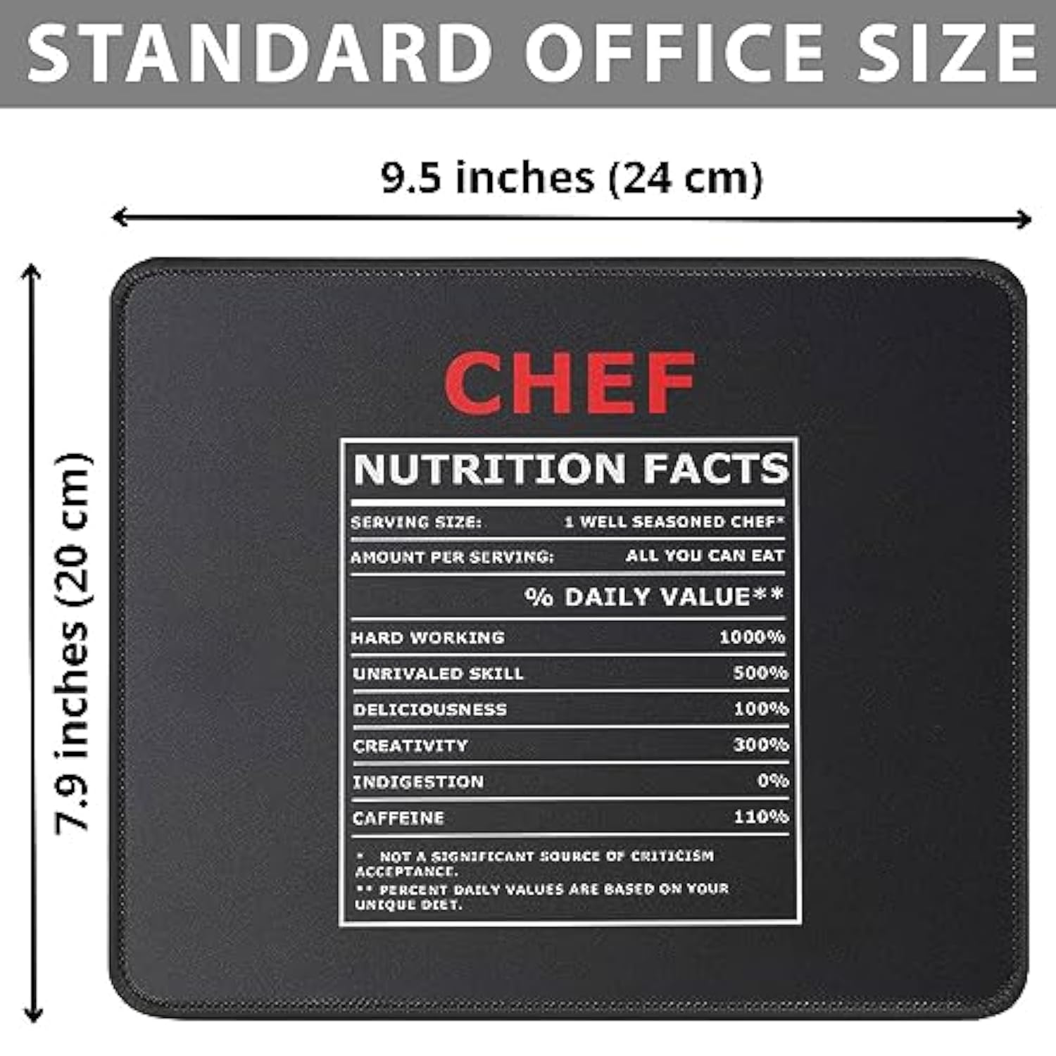 Chef Gifts Chef Nutritional Facts Label Gag Gift Mouse Pad - Funny Gift For Chefs - Culinary School Gift For Men, Women - Mouse Mat 9.5 Inch