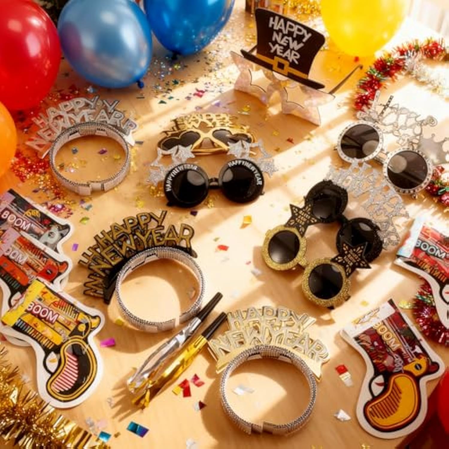 91-Piece 2026 New Year Party Set with Glasses, Headbands, Balloons, and Blowouts