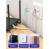 2Pack 90 Degree Cat6 Ethernet Cable White 10Ft-Up Angle, Cat 6 Right Angle Eth