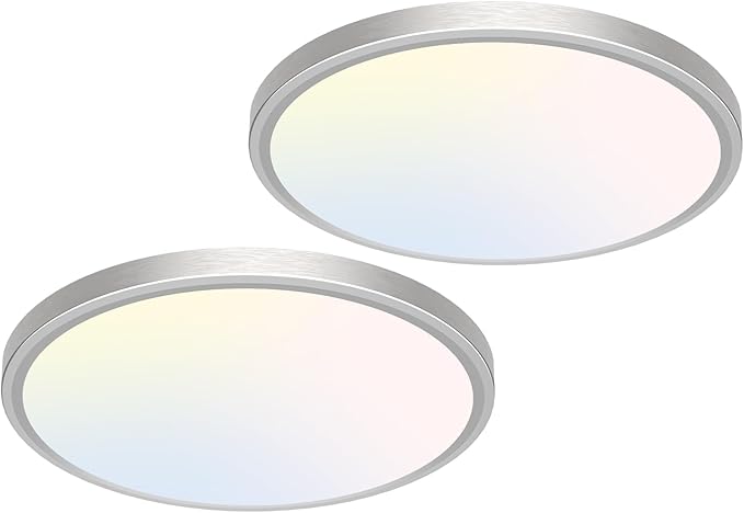 2 Pack 12 Inch LED Ceiling Lights 3200LM Adjustable Brushed Nickel Flush Mount Fixtures