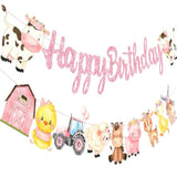 Farm Animal Happy Birthday Banner Farm Animals Birthday Party Decoration 2Pcs Barnyard Animals Banners Farm Themed Birthday Decorations For Animals Baby Shower Supplies