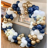 Navy Blue Balloon Arch Garland Kit-134Pcs, 4 Size Navy Blue White Chro