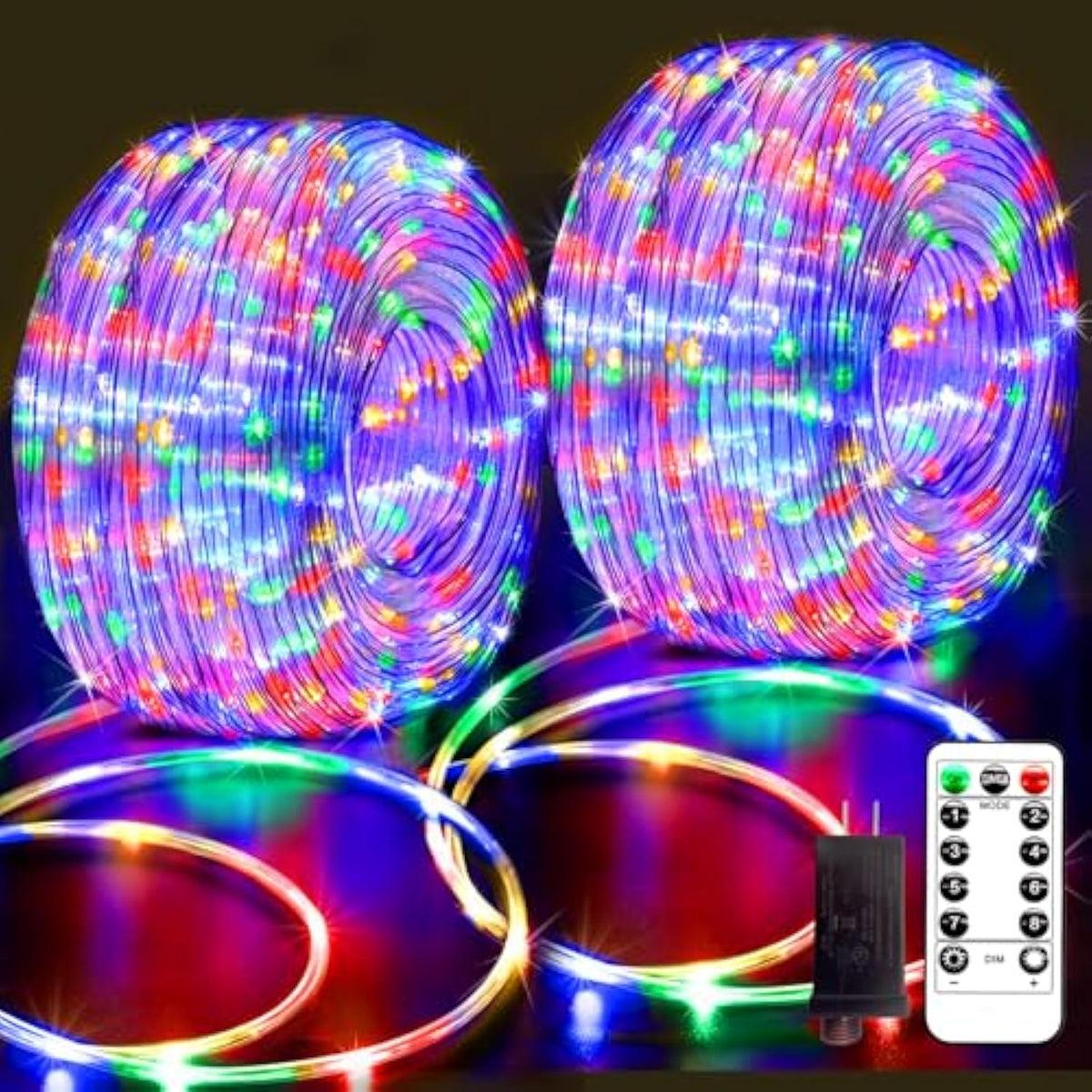 132Ft Rope Lights For Outside,2 Pack 66Ft Connectable String Lights Outdoor Waterproof Ip67,8 Modes 400 Leds Rope Lighting For Garden,Party,Indoor Bedroom,Christmas Eaves Decor,Coloured