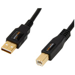 USB-A to USB-B 2.0 Printer Cable, 10ft Gold-Plated for Hard Drive, Black