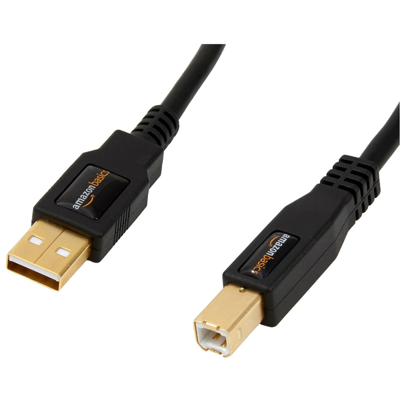 USB-A to USB-B 2.0 Printer Cable, 10ft Gold-Plated for Hard Drive, Black