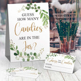 Guess How Many Candies Are In The Jar, Eucalyptus Baby Showers Game Set(1 Sign And 50 Guessing Cards), Green Leaf Baby Shower Insert Ticket?Bridal Showers Decorations, Birthday Party