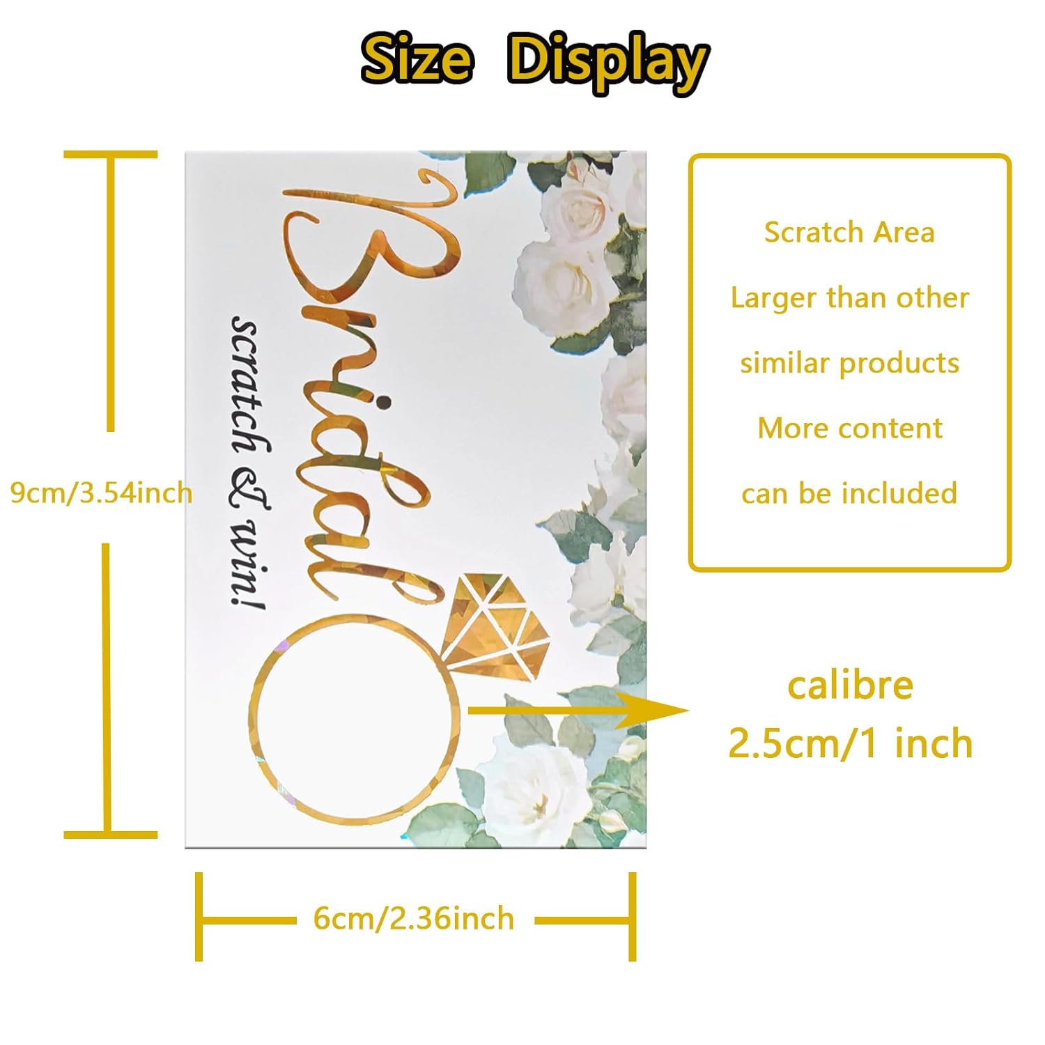 Bridal Shower Scratch Off Game– Scratch Off Raffle Cards, Fun Wedding Shower Game, Love In Bloom, Golden Ring And White Flower Design, 30 Cards & Stickers, Party Games
