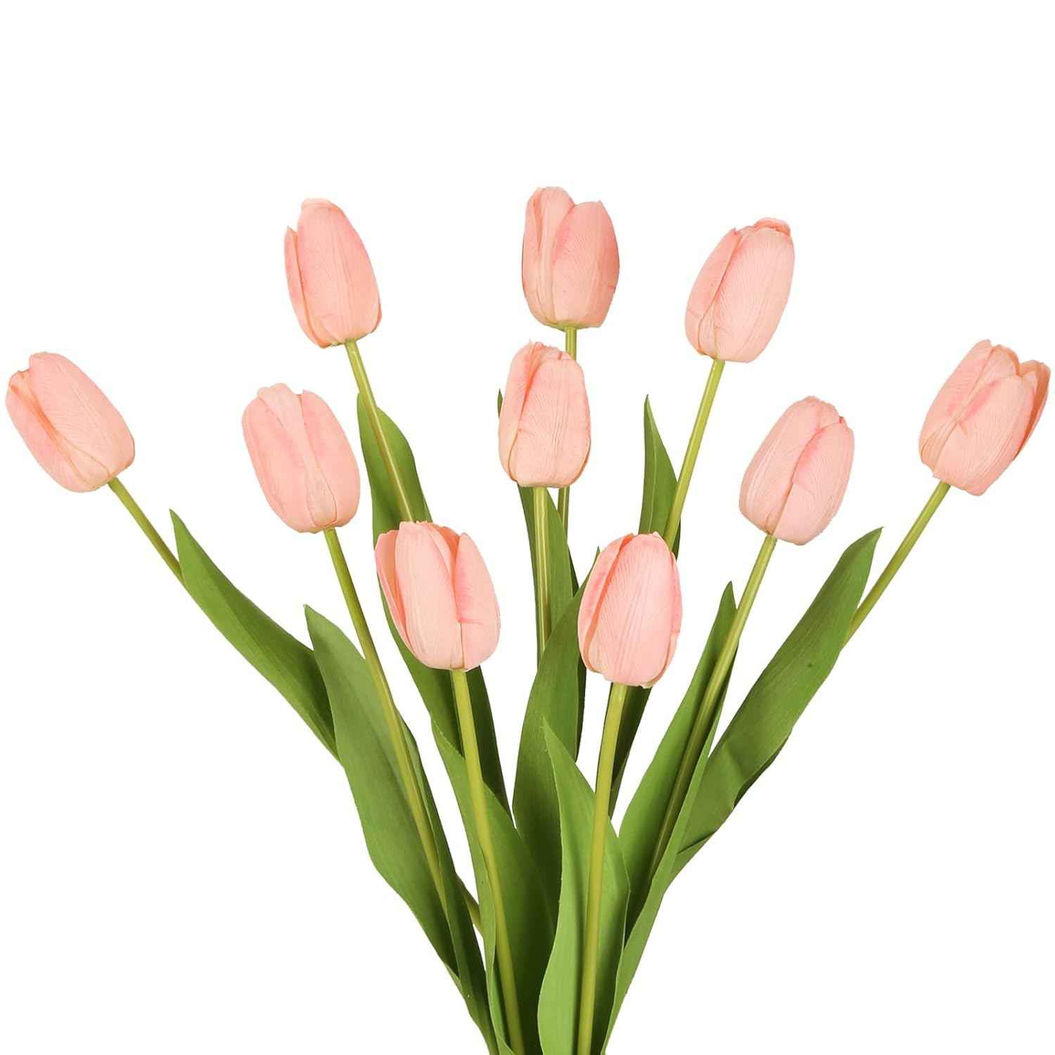 Pink Tulips Artificial Flowers,10Pcs Real Touch Faux Flowers 18.9" Real Looking Long Stem Fake Tulips For Wedding Party Spring Easter Home Decoration (Pink)