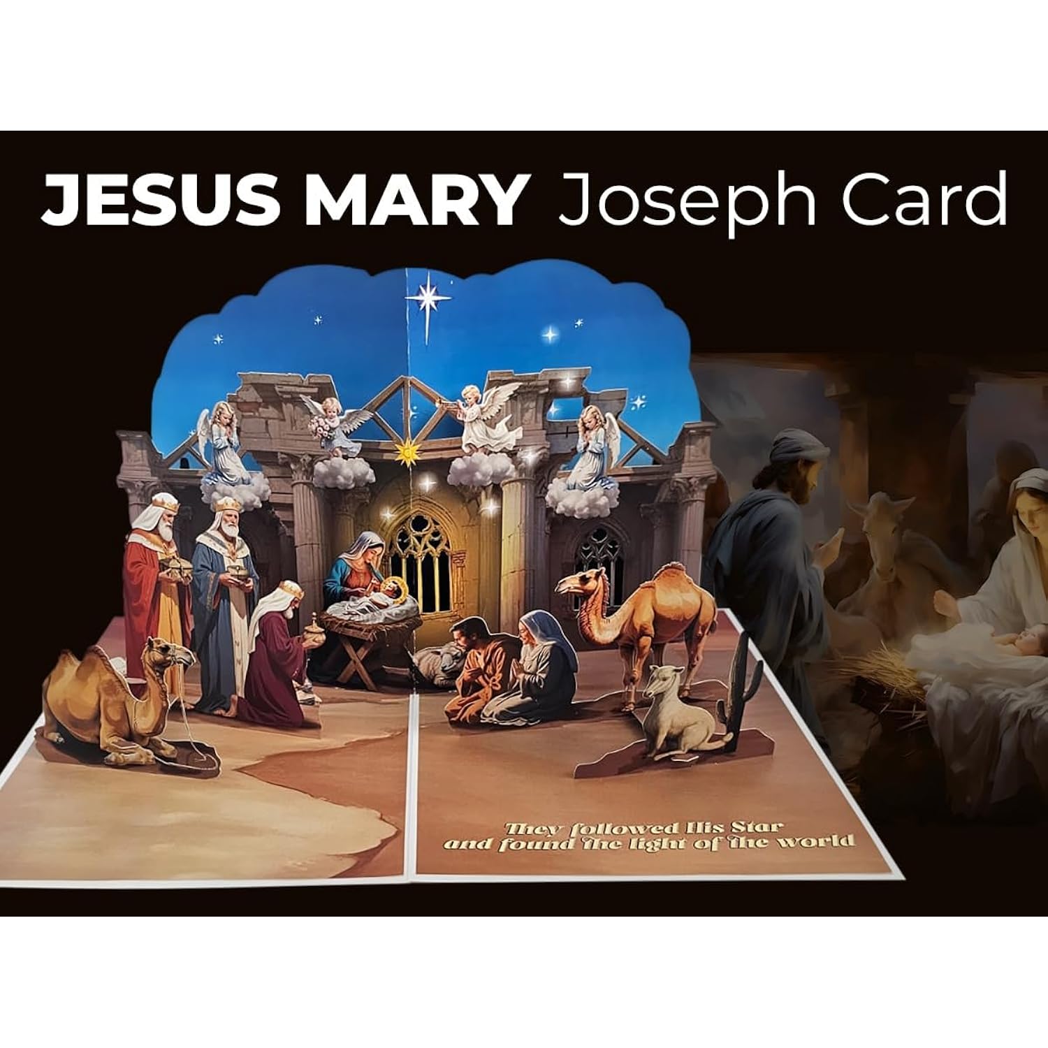 Three Kings Nativity 3D Pop-Up Card – Epiphany Religious Keepsake With Wise Men, Jesus Mary Joseph – Faith-Inspired January Holiday Card – 6 X 8 With Notecard