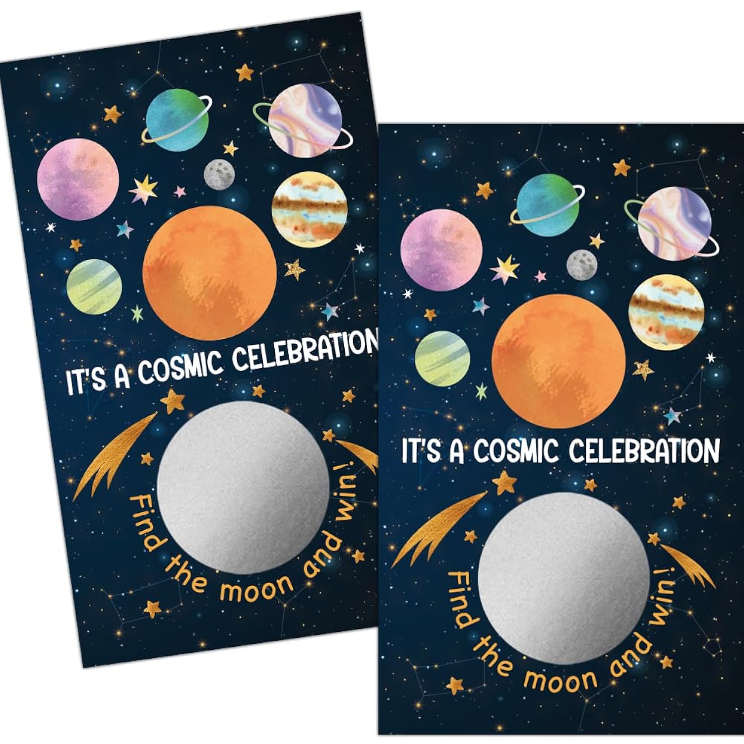 50 Pack It'S A Cosmic Celebration Theme Scratch Off Game, Planet Scratch Card For Baby Shower Game Baby Shower, Birthday Party Activity, Festive Raffle Tickets Class Reunion Scratch Off Game