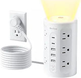 Power Strip Tower 12 Outlets 5 USB Ports 10FT Extension Cord Night Light