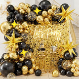 Black and Gold Balloons Garland Arch Kit, 143Pcs Black Gold Confetti Latex Balloons for 2026 Graduation Anniversary Birthday New Year Party Decorations