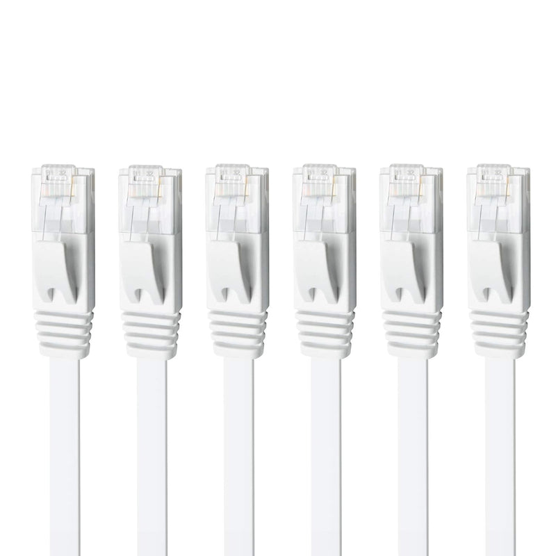 Cat 6 Ethernet Cable 5Ft 6-Pack White, High Speed Solid Flat Cat6 Gigabit Inte