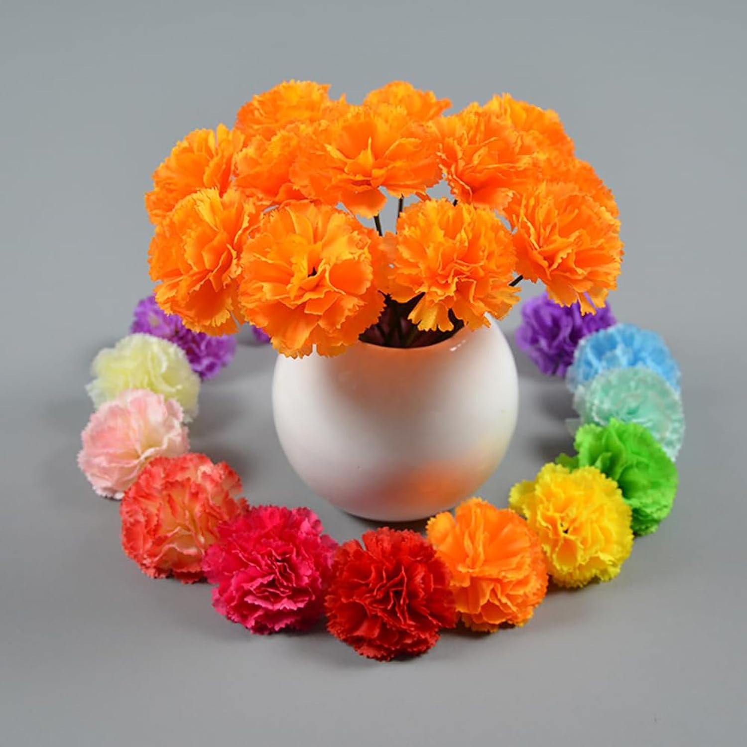 40 Pcs Artificial Marigold Flower Heads Faux Floral Heads Fake Halloween Marigold Flowers False Mexican Marigold Flowers Realistic Flower Heads Orange Yellow