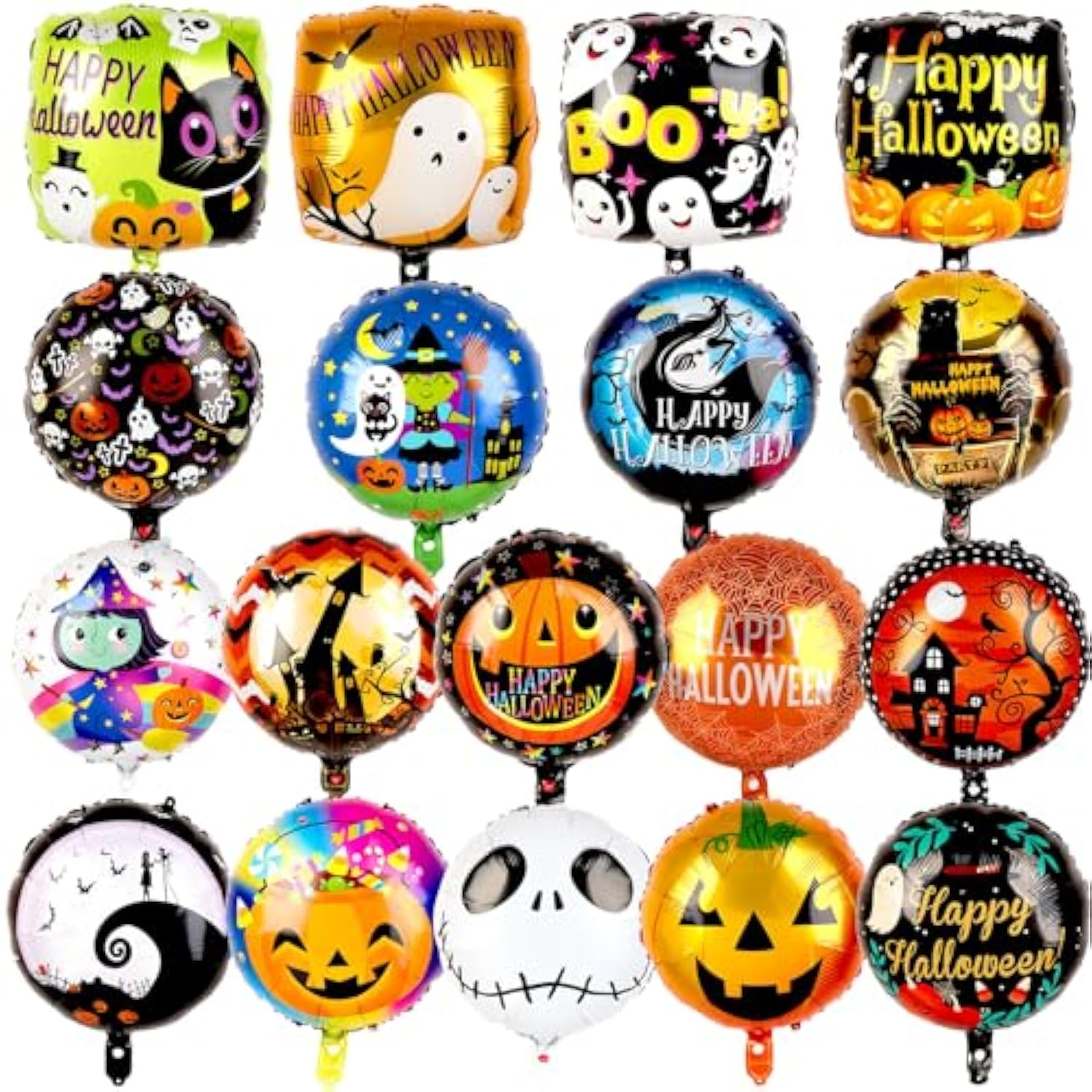 18PCS Halloween Foil Balloon Set Pumpkin Ghost Skull Monster Tree Balloons for Party Decor