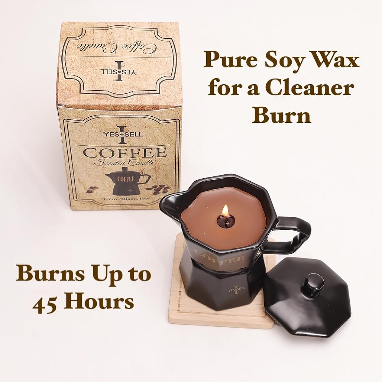 Coffee Candle With Cup Holder & Luxury Box, Soy Candles Non Toxic For Kitchen - Perfect Candles For Women, Eco-Friendly Soy Wax, Candle House