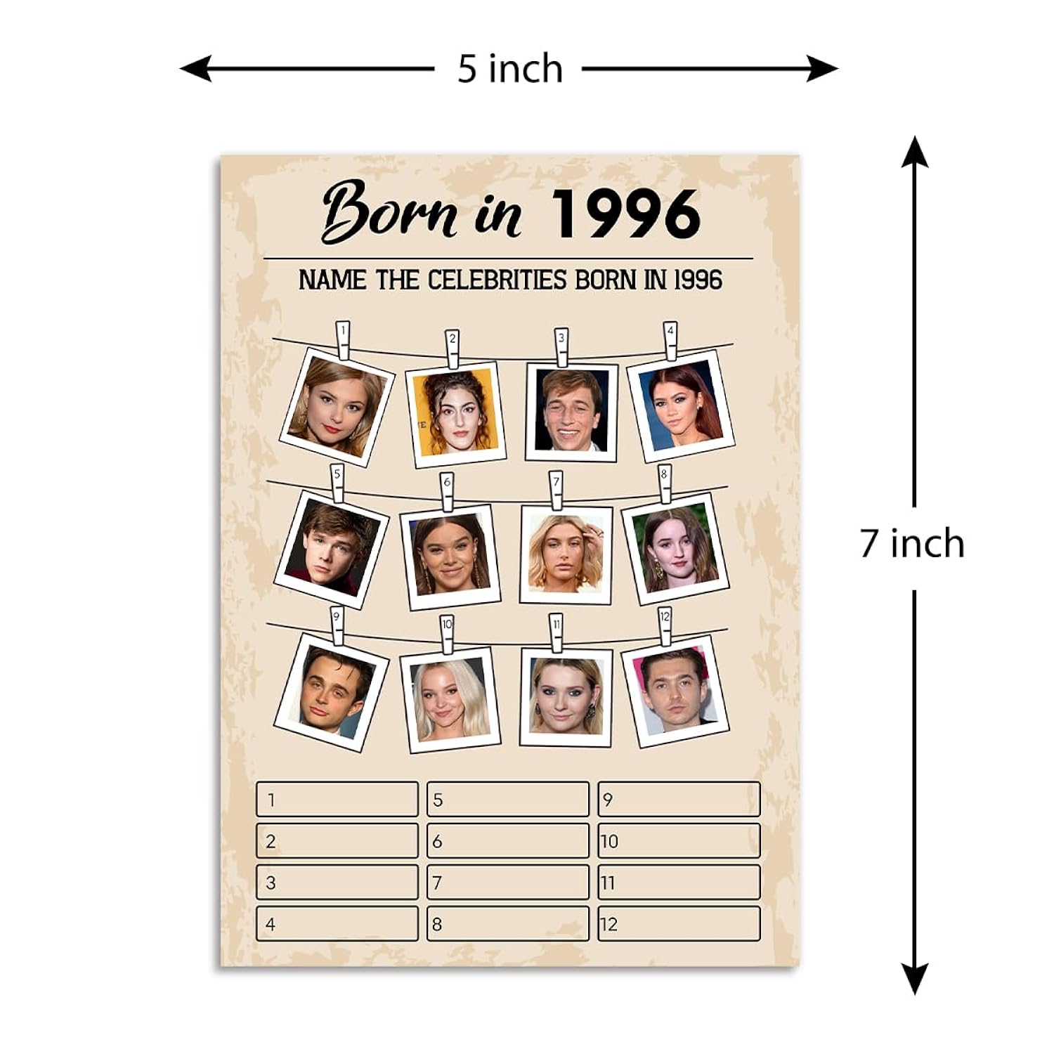 30Th Birthday Party Games, Set Of 5 Activities For 10 Guests, Born In 1996 Games Bundle, Birthday Party Supplies For Adults, Pack Of 50 Cards