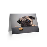 Animal Portrait Pug Dog Treat Food Eyes Cute Sealed Greeting Card Plus Envelope Blank Inside