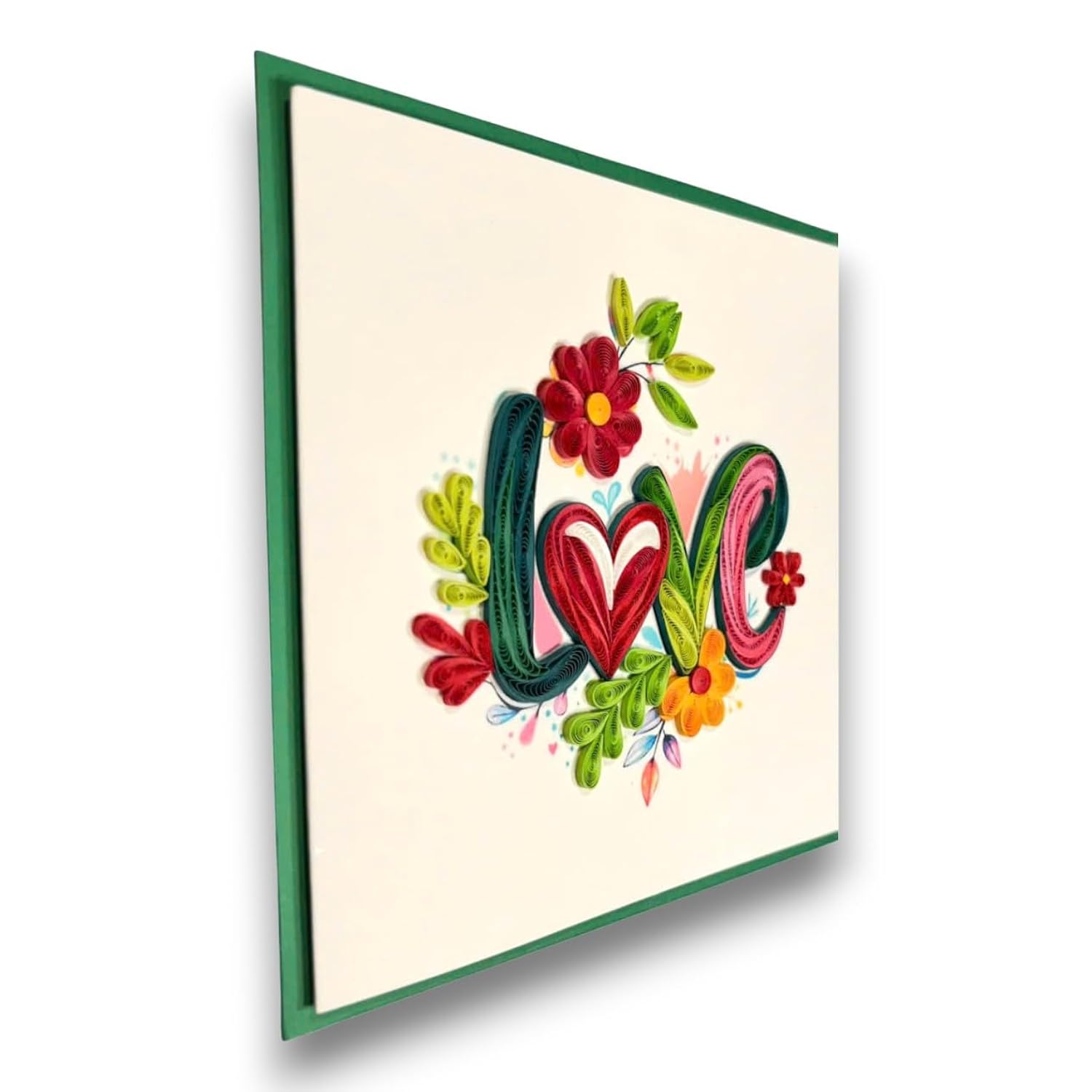 Handmade Quilling Love Greeting Card Unique Floral Art Gift For Her Romantic Anniversary Birthday Valentine Special Occasion Keepsake
