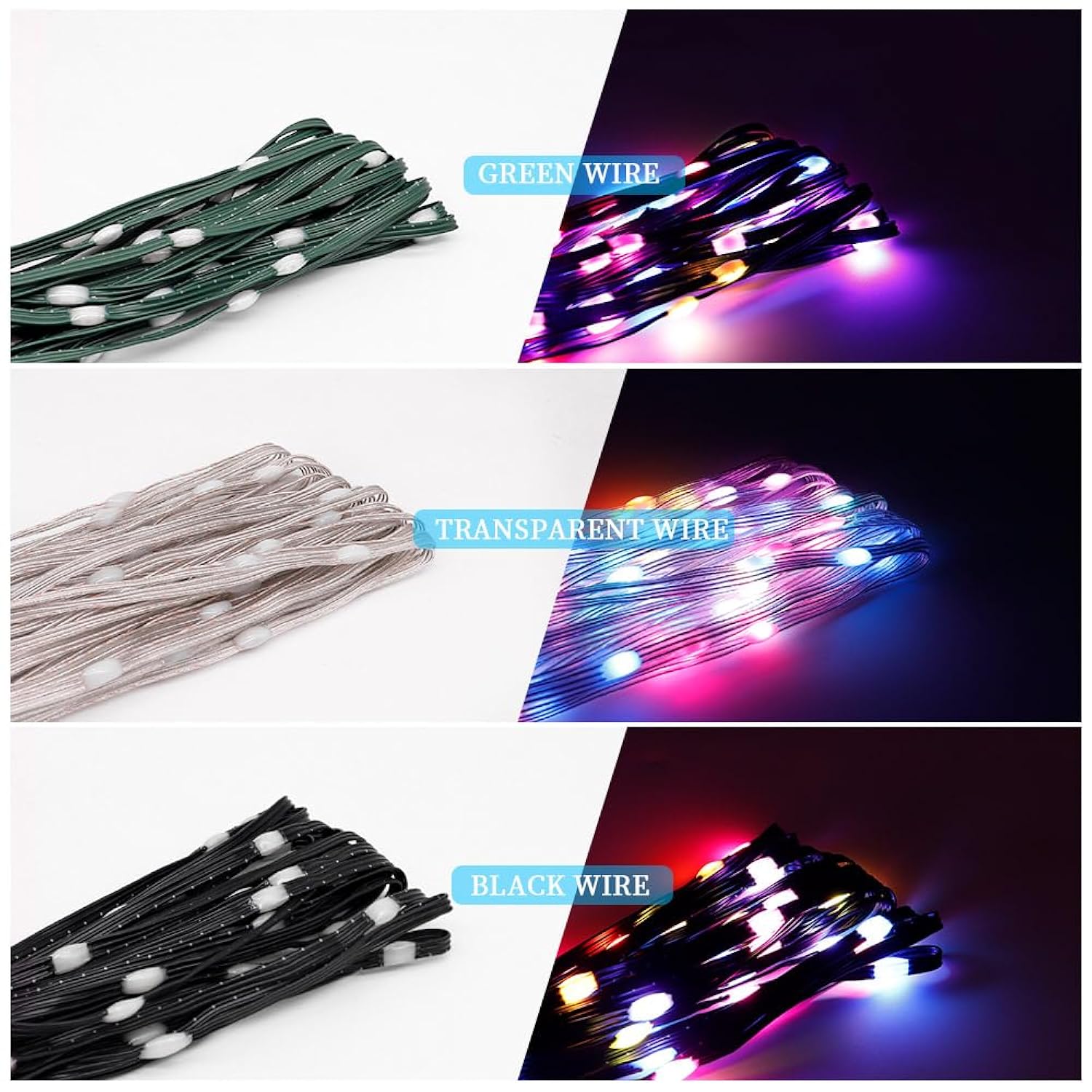 32.8Ft Ws2812B Rgb Addressable Black Wire Fairy Lights With Controller,Waterproof Dream Color Christmas String Lights Fo