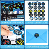 24 Pcs Video Game Invitations Fill-In Gamer Invitations With Envelopes Gaming Party Cards Decorations Double-Sided Printed Video Party Supplies For Boys Kids Birthday Decor(Classic Style)