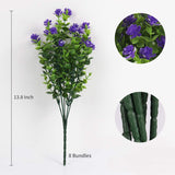 Artificial Flowers Outdoor Plastic 8 Branches Faux Plastic Corn-Flower Greenery Shrubs Plants Indoor Outside Hanging Planter Kitchen Home Wedding Office Garden Decor (Purple)