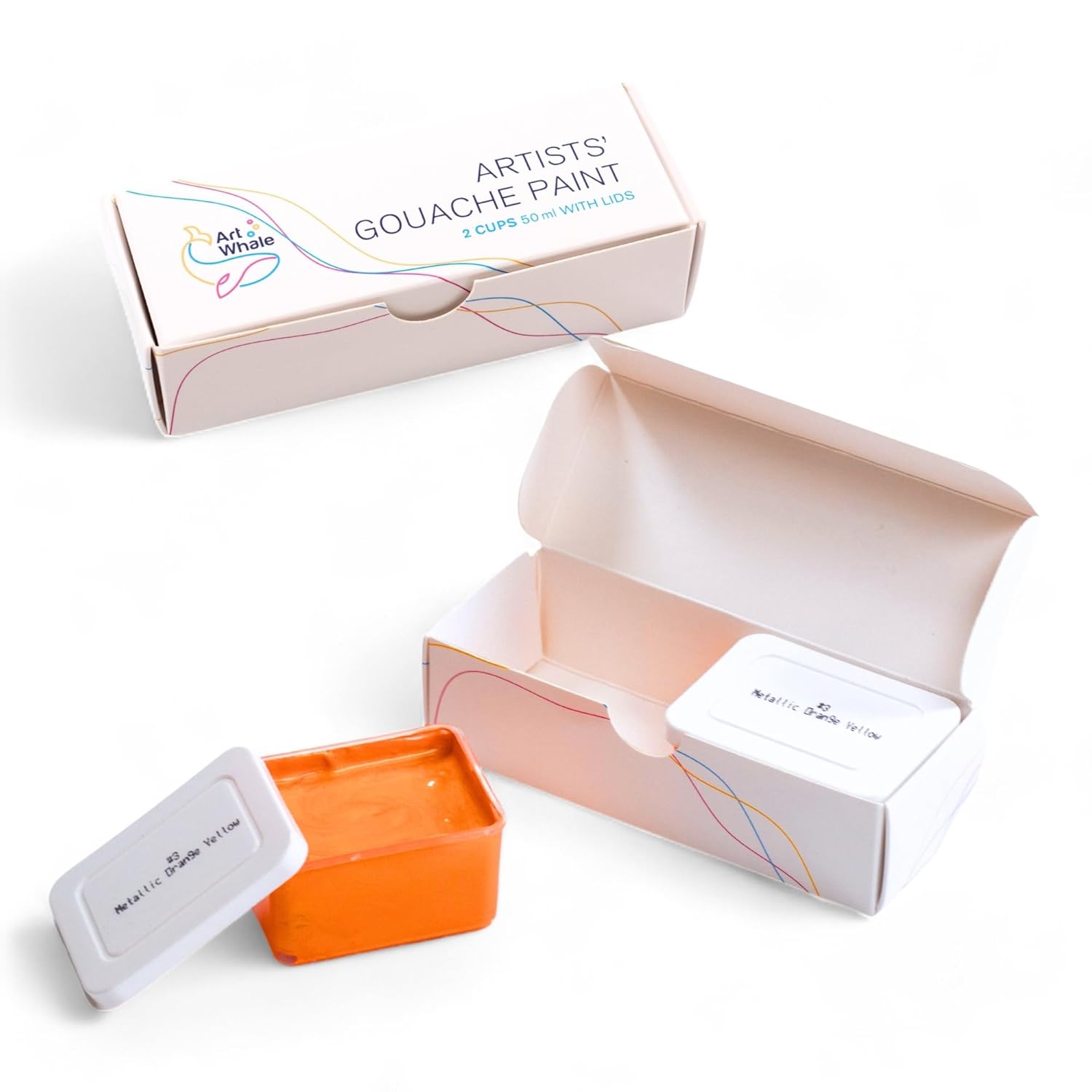 Gouache Metallic Orange Yellow Refills (50Ml/1.7Oz)|Intense Pigments, Easy Color Refill (2 Pcs.)