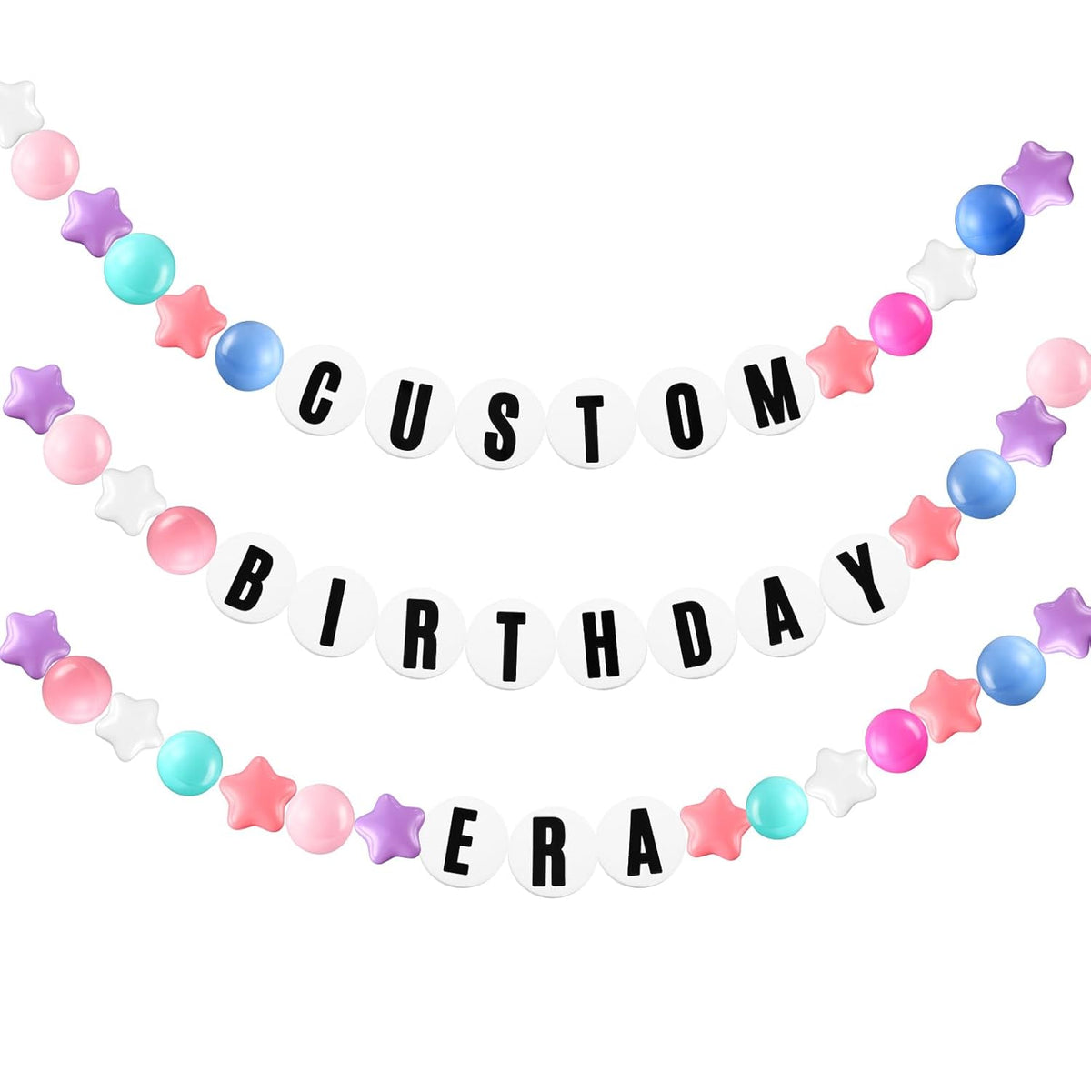 103 Pcs Giant Friendship Bracelet Garland Diy Birthday Halloween Christmas Jumbo Friendship Bracelet Banner Kit Famous Singer Customizable Party Wedding Decor(Macaron Color)