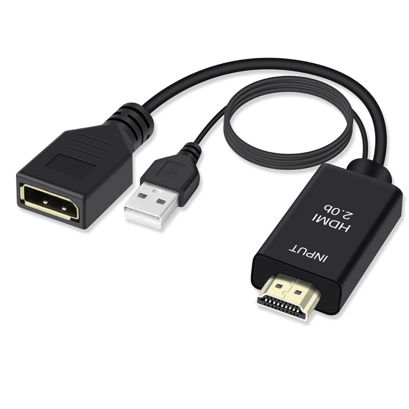 4K@60Hz Hdmi To Displayport Cable Adapter/Converter With Usb Power, Male To Fe