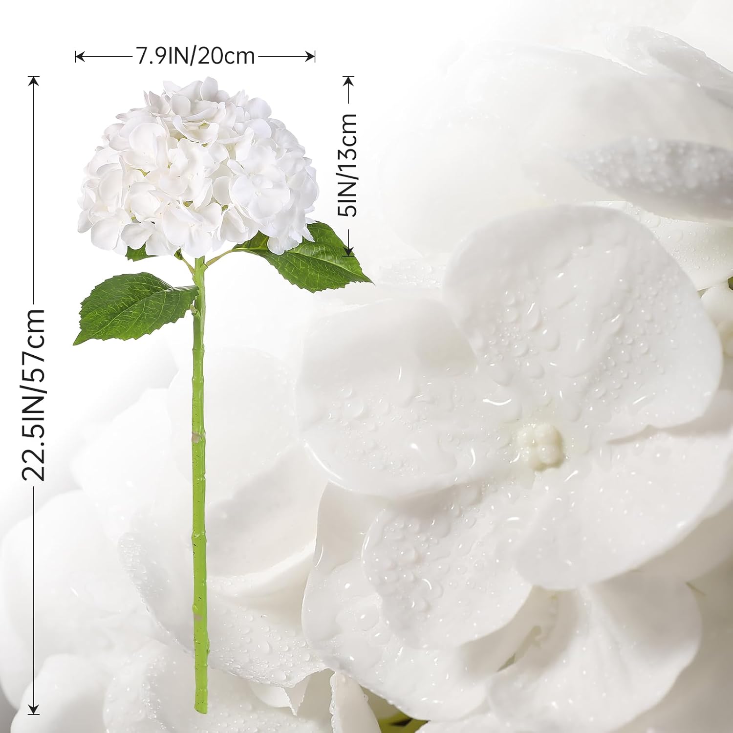3 Pcs Real Touch Hydrangea Artificial Flowers 22.5" Lifelike Latex White Hydrangeas Fake Hydrangeas For Home Decor Party Wedding Bouquets Table Centerpieces Floral Arrangements Indoor Outdoor Decor