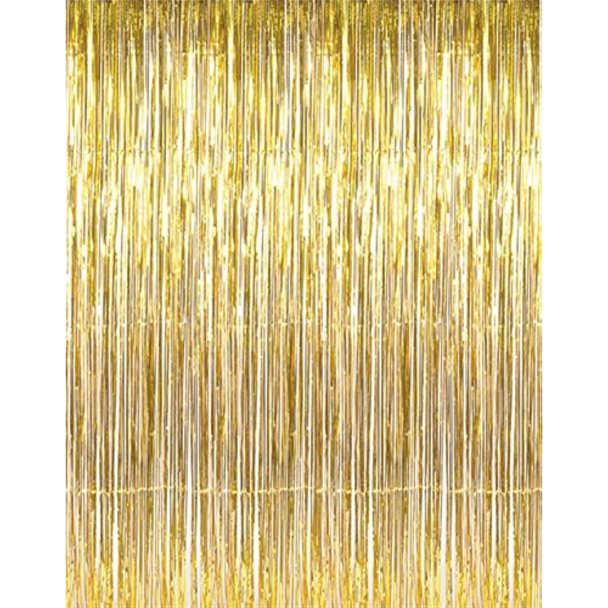 3.2x9.8ft Gold Metallic Tinsel Fringe Curtains 2 Pack Party Backdrop