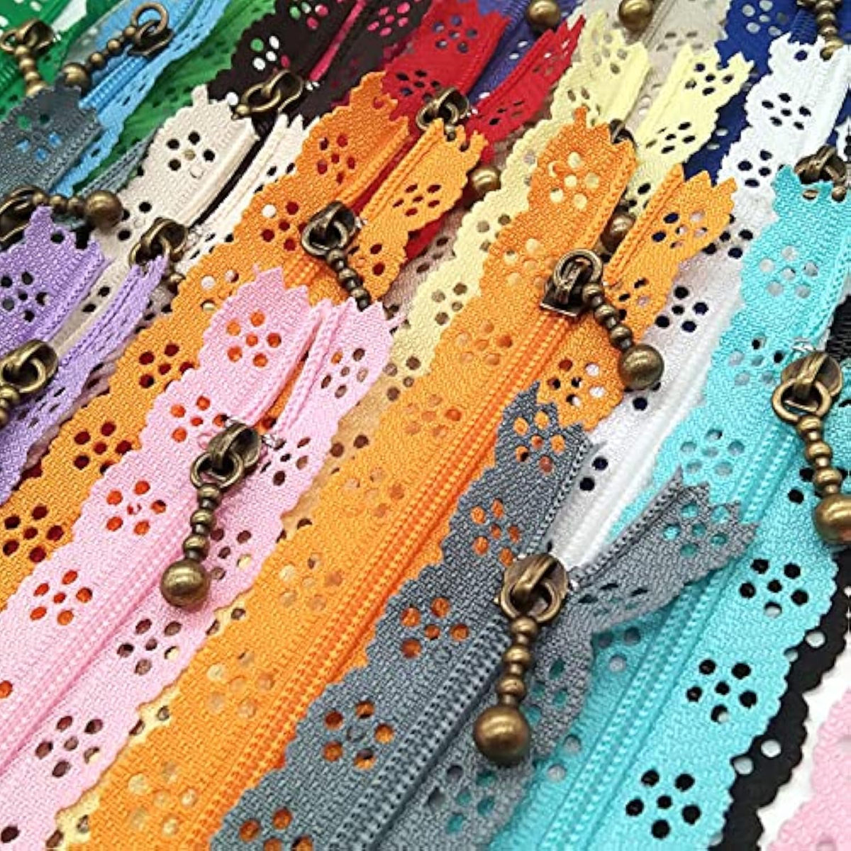 Lace Zippers For Sewing Assorted Lengths 35Cm(13.7Inch) Novelty 20Pcs/
