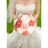 Artificial Flowers Coral Dahlia Daisy Flowers 25 Pcs Fake Roses W/Stem For Diy Wedding Bouquets Floral Centerpieces Arrangements Baby Shower Cake Flower Decor