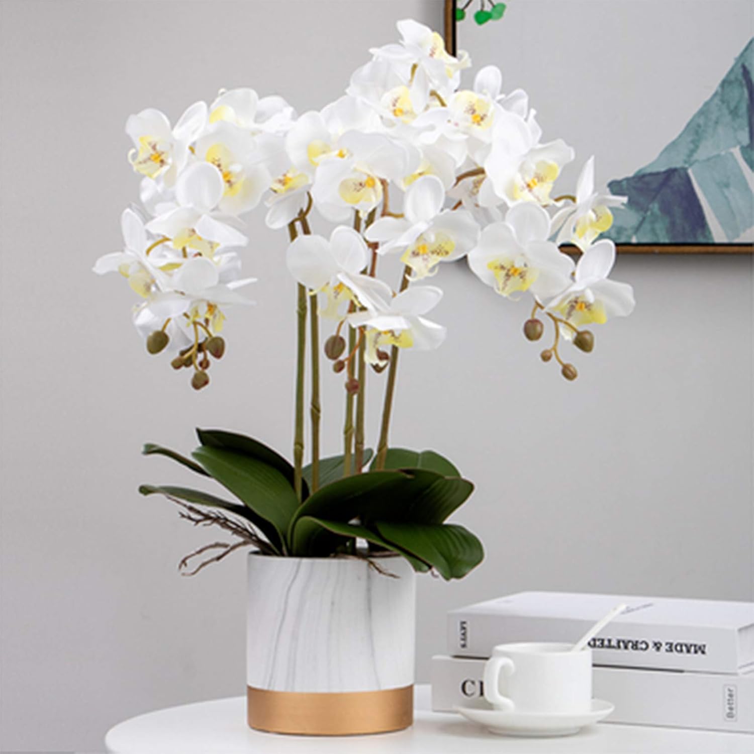 32" Artificial Phalaenopsis Flowers 6 Pcs Artificial Orchid Flowers Stem Plants For Home Décor (6Pcs)
