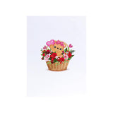 Love Teddy Bear Flower’S Basket Pop Up Card - 5X7 Inches Birthday Greeting Card, 3D Popup Bear Design - Attractive & Adorable Perfect For Animal Lover - Valentines Gift For Girls And Boys