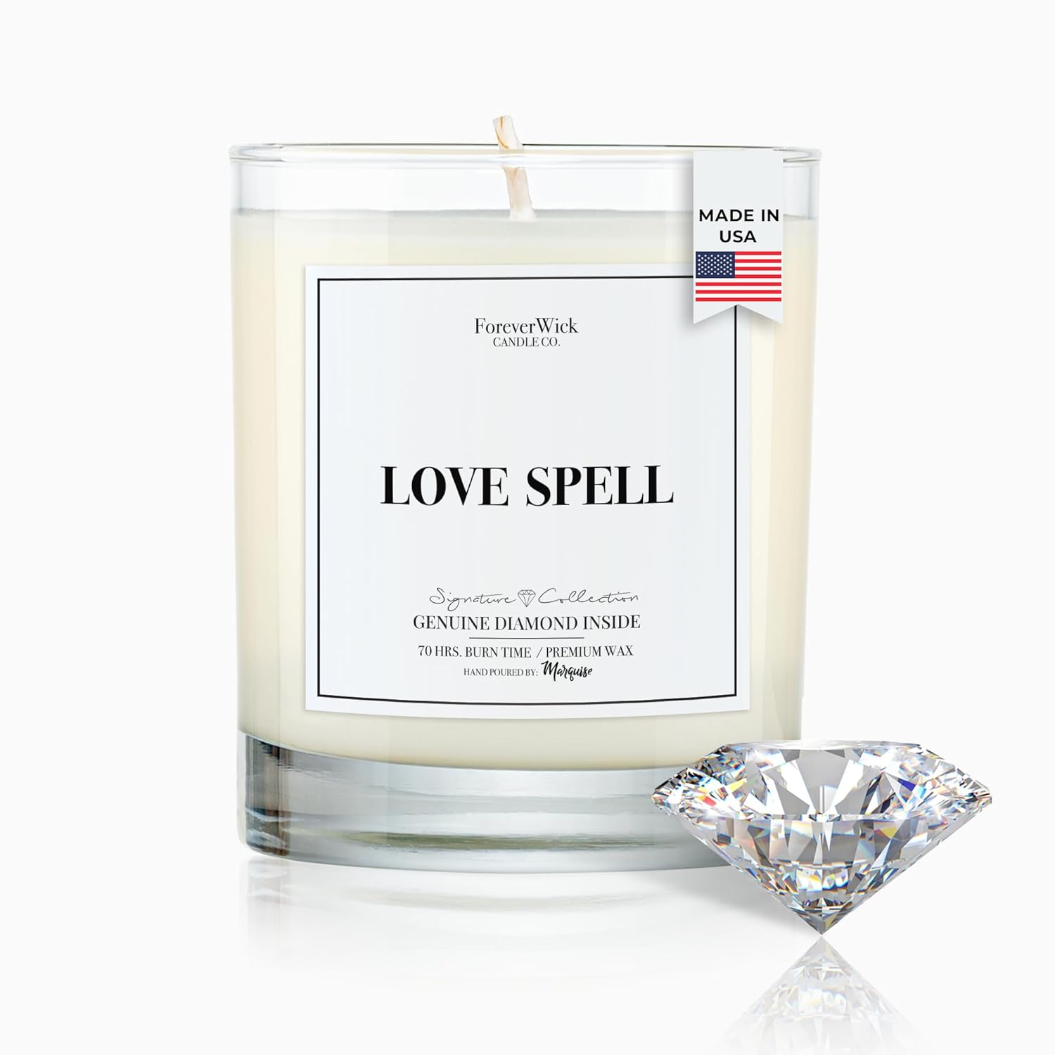 Love Spell Lush Fruit Surprise Candle With Diamond Inside | S | Scented Soy Candles Gifts For Women Aromatherapy Candle | Organic Soy Candle 14Oz | 70H