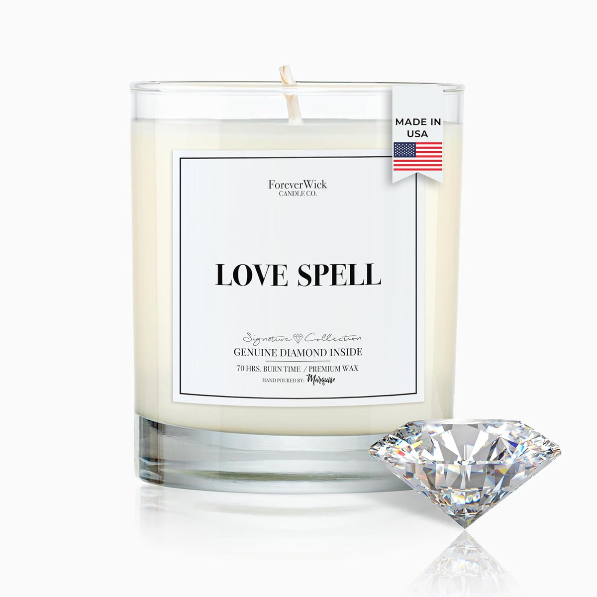Love Spell Lush Fruit Surprise Candle With Diamond Inside | S | Scented Soy Candles Gifts For Women Aromatherapy Candle | Organic Soy Candle 14Oz | 70H