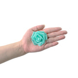 100 Pcs 2 Inch Artificial Flowers Faux Foam Fake Rose Head Bulk For Home Decor Wedding Decoration Bridal Shower Wall Table Centerpiece Arrangement Diy Craft (Teal Green)
