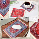 4 Pcs Vintage Mini Mouse Pad Coasters Oriental Mousepad Floral Style Funny Desk Mat Coasters Graduation Gift For Boho Doll House Rug With Anti Slip Rubber Base For Desk(Classic Style)